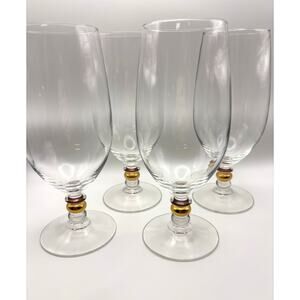 Iced Tea Goblet Cristal D'Arques Luminarc Cortina Gold Pattern Set of (4) Vtg